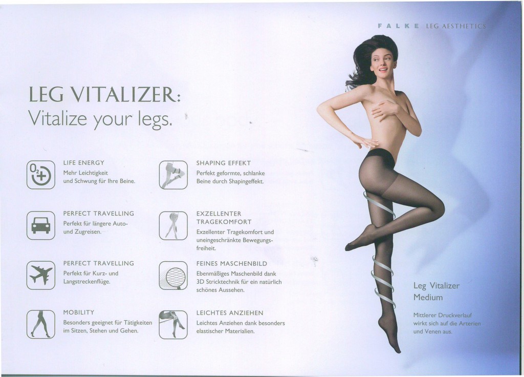 Das Leg Vitalizer Sortiment stimuliert die in den oberen Hautschichten liegenden Arterien und Venen. Die Beine werden selbst im Stehen angenehm entlastet und fühlen sich auch nach vielen Stunden noch wohlig leicht und aktiv belebt an.